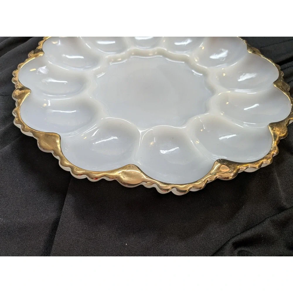 Vintage Milk Glass Anchor Hocking Fire-King Deviled Egg Plate
